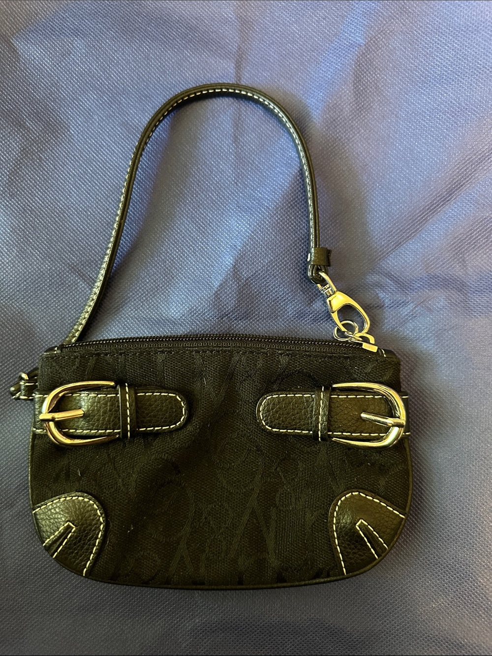New York & Company Black Wristlet with Silver-Tone Buckle Accents